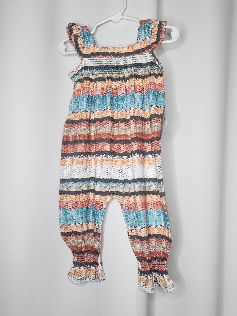 Striped Multicolor Smocked Baby Girls Romper